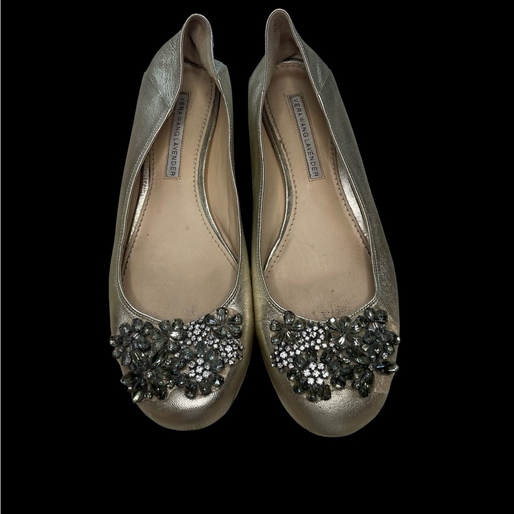 Vera Wang Silver Embellished Flats